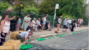 The finishing line for the ball drop